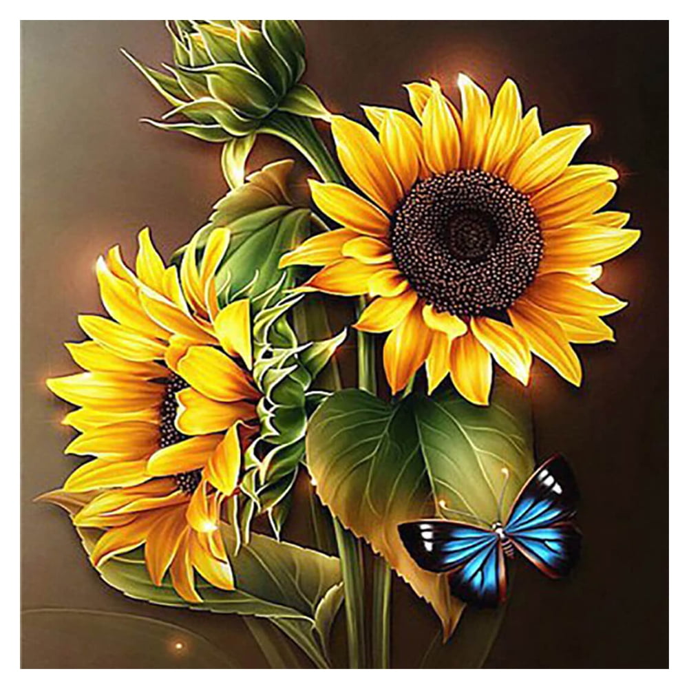 Frameless Hand Painted Picture DIY Sunflower Painting By Number Oil Craft Mosaic 