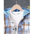 thumbnail image 4 of Fdqin Boys Outfit Sets 2Pcs Flannel Plaid Shirt and Pants Set Hoodie Sweatsuit for Fall Winter Spring Kids Clothes Blue 4-5T, 4 of 10