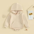 thumbnail image 2 of Gerichy Newborn Baby Boys Hooded Sweatshirt Long Sleeve Solid Romper 0 3 6 12 18 24 Months Infant Baby Fall Winter Spring Outfits, 2 of 4
