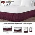 thumbnail image 4 of CCNY 11" Inch Drop Multi Ruffled Bed Skirt California King Size 100% Microfiber Made Wine Color, 4 of 6