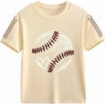 thumbnail image 3 of LIIPEE Boys Girls T-Shirts Summer Casual Short Sleeve Baseball Graphic Printed Round Neck Tshirt Boy Leisure Daily Wear Tee Shirts,Beige,3-4 Years, 3 of 3