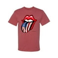 thumbnail image 2 of Wild Bobby, American Flag Lips Tongue Out, Men Graphic Tees, Vintage Heather Red, Large, 2 of 3