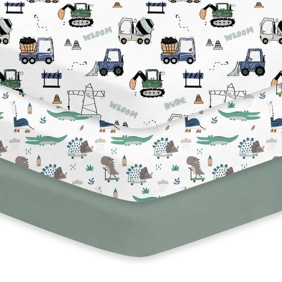 Bimocosy Crib Sheets for Baby Boys Girls, Soft and Breathable Toddler Bed Sheets Neutral for Standard Crib and Toddler Bed Mattress 52"x28" (Truck)