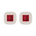 thumbnail image 3 of 1.96 ct Screw-Back Stud Earrings for Women | 5mm Princess Cut Simulated Ruby | 14K Rose Gold, 3 of 5