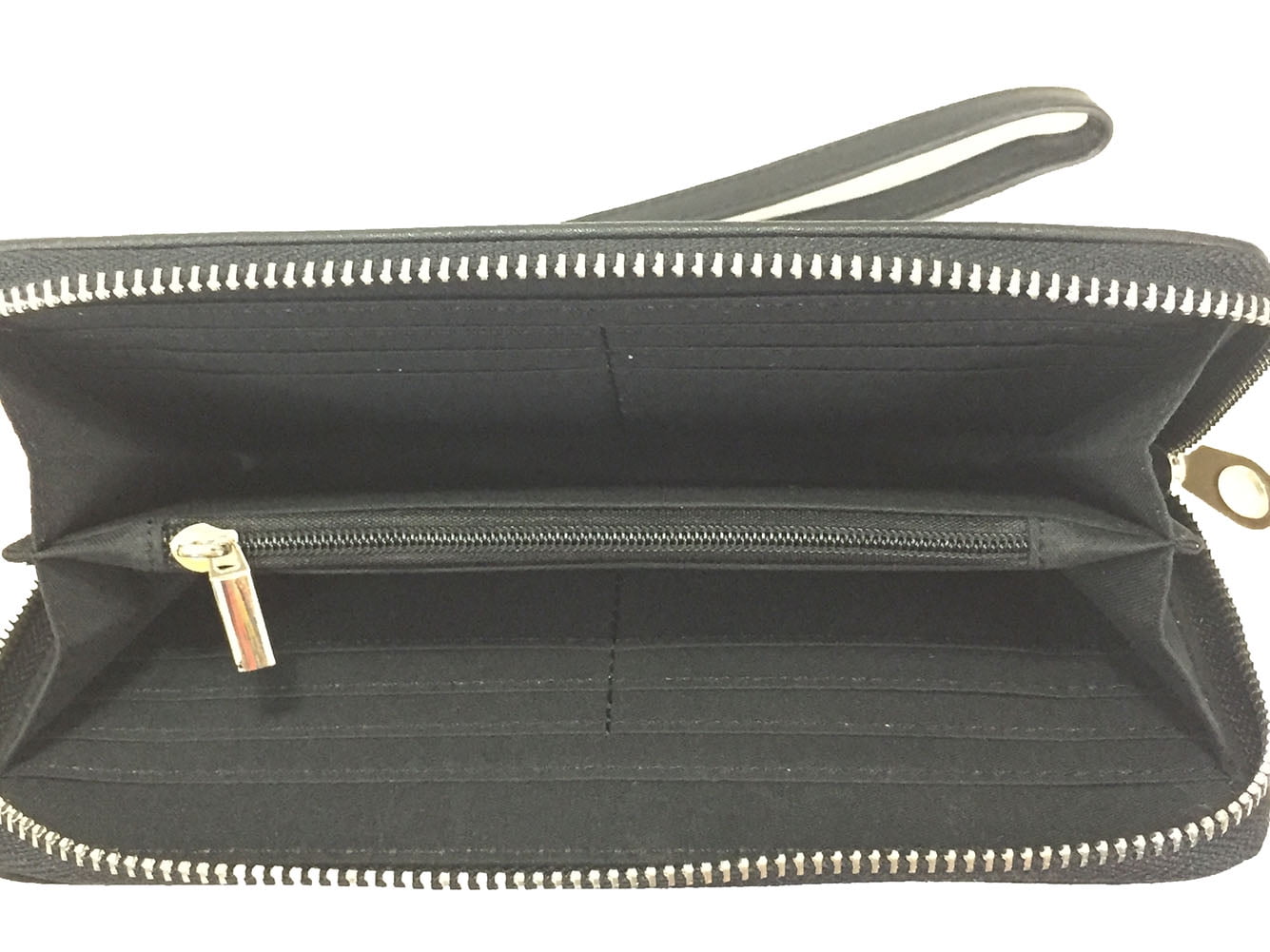 ZzFab Gem Wallet Matching Rhinestone Wallet for Sparkle Purse Black with Wristlet Strap