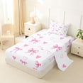 thumbnail image 2 of Erosebridal Girls Bow-Tie Twin Sheet Sets, Kawaii Love Hearts Bedding, White Pink, 1 Flat Sheet, 1 Fitted Sheet and 1 Pillowcase, 2 of 5