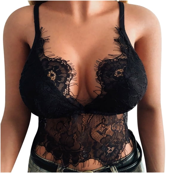 Mrat Lingerie Tops Lace Chemise Mini Teddy Ladies Lace Cage Bra Elastic Cage Bra Strappy Hollow Out Bra Bustier Lace Garter Belt Lingerie Top