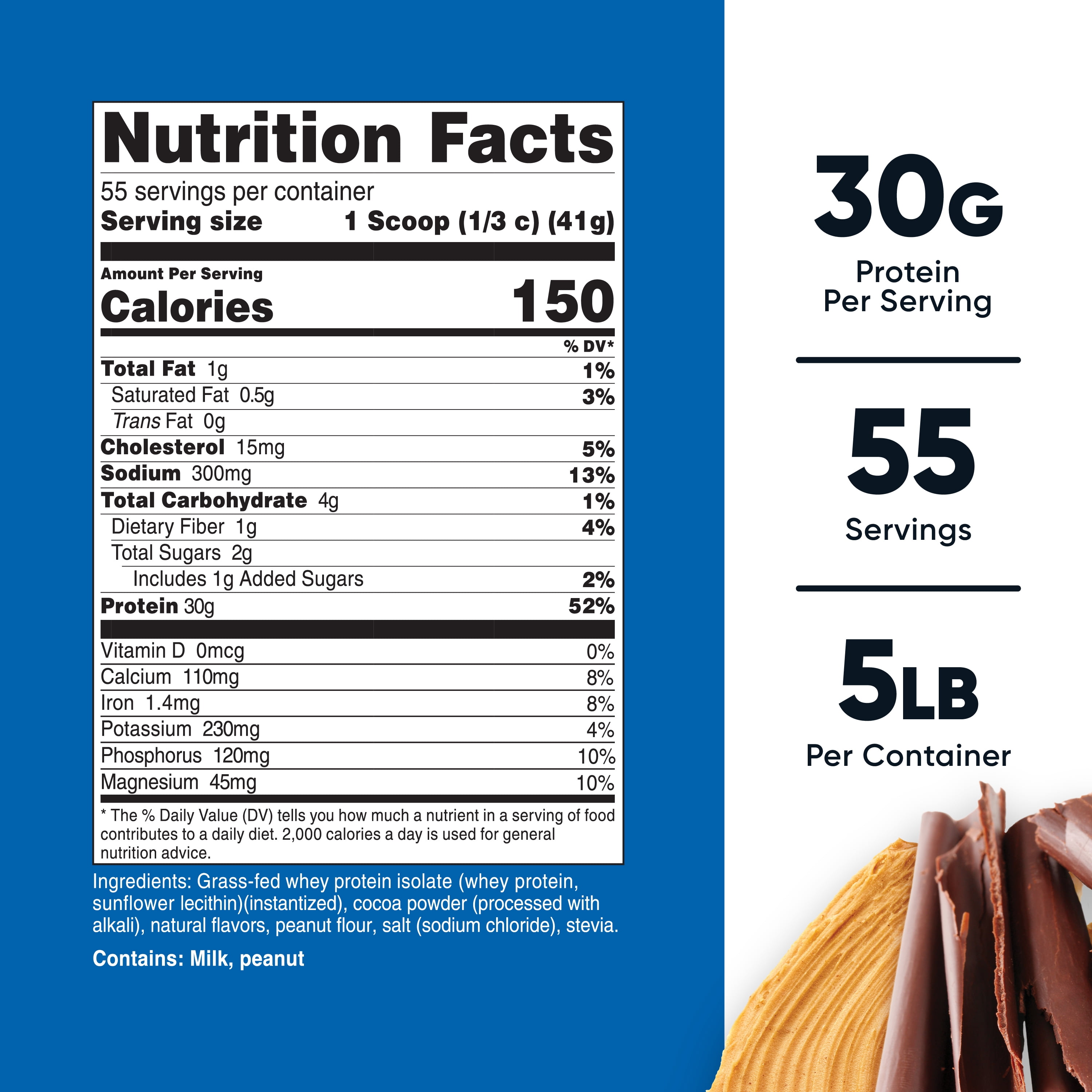 Nutricost Grass-Fed Whey Protein Isolate Powder 5LBS (Chocolate Peanut Butter) 55 Servings