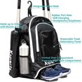 thumbnail image 3 of Ksports Baseball Bag Black/White Backpack for Baseball, T-Ball & Softball Equipment & Gear for Youth and Adults - Holds Bats, Helmet, Gloves, Gear - Shoe Compartment & Fence Hook, 3 of 9