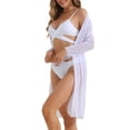 thumbnail image 4 of Conjuntos de bikini de 3 piezas para mujer Inspire Chic con tirantes cruzados ajustables y acentos transpirables, tamaño pequeño, blanco, 4 of 5
