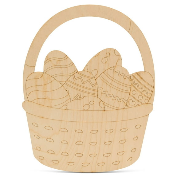 Easter Egg Basket Cutout, 3-Inch, 1/8 Inch Thick, Pack of 25 Easter Crafts, Wooden Eggs for Basket Stuffers & Ornaments, by Woodpeckers