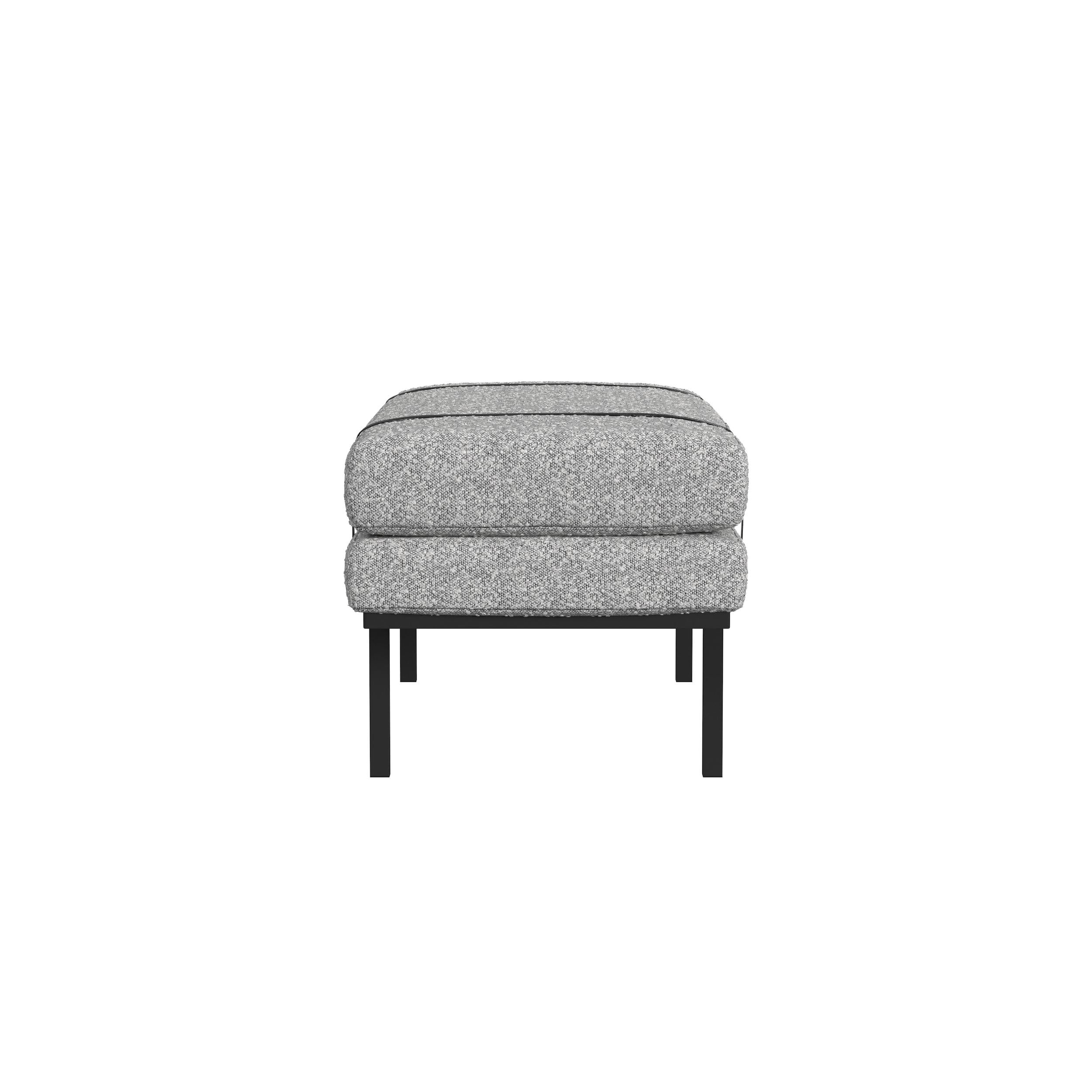HomePop Modern Industrial Upholstered Bench with Metal Base, 46"W x 20"D x 18"H, White Boucle/Black