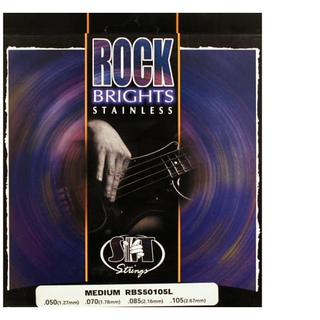SIT RBS50105L Rock Bright Stainless Steel Bass Guitar Strings - Medium (Best Bass Strings For Rock)