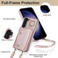 thumbnail image 5 of Phone Case for Samsung Galaxy S23 5G Wallet Cover with Screen Protector and Ring Stand Credit Card Holder Slot Crossbody Strap Cell S 23 23S GS23 G5 SM-S911U 6.1 inch Women Girls Men Rose gold, 5 of 13