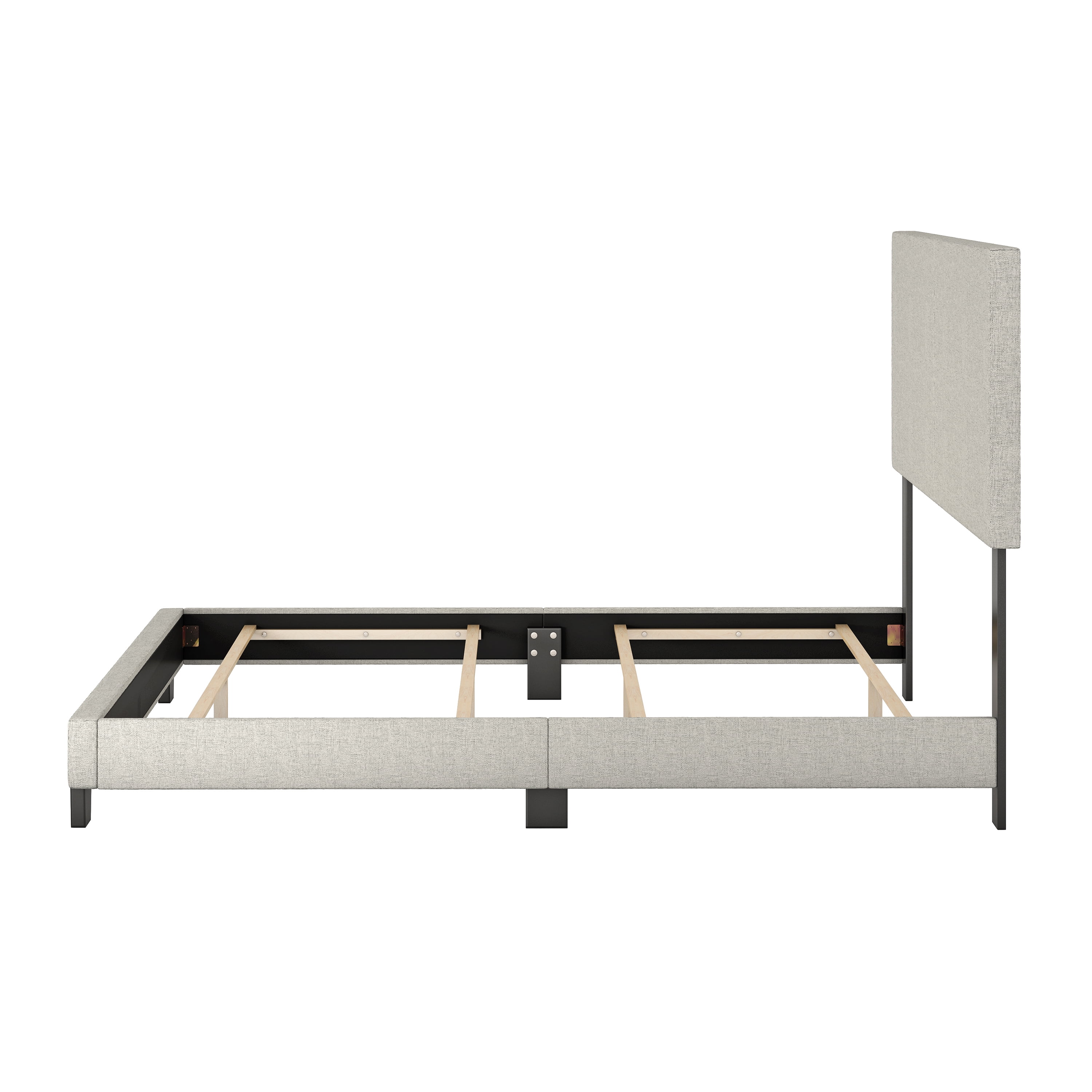 Boyd Sleep Milan Off White Linen Full Size Fully Upholstered Platform Bed Frame with Headboard, Qualified Box Spring or Foundation Required for Use