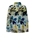 thumbnail image 4 of Womens Button Down Shirts Floral Printed Long Sleeve Lapel Collar Blouses Dressy Casual Business Work Tunic Tops Z006-Green L, 4 of 4
