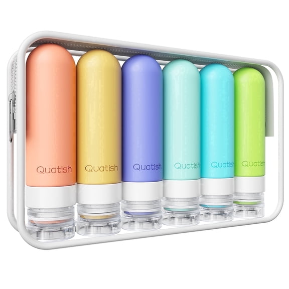 Quatish Travel Bottles for Toiletries 6 Pack, Leakproof TSA Approved 3oz Silicone Toiletry Containers, BPA Free Refillable Travel Size Bottles