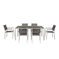 thumbnail image 2 of Aluminum 7 piece Modern Outdoor Dining Set In White/Gray, 2 of 3