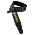 thumbnail image 6 of Walker & Williams CVG-24 Black & Gold Guitar Strap Hand Tooled Skull Design, 6 of 7