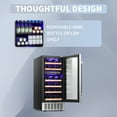 thumbnail image 4 of Auseo 15" Wine Cooler, Freestanding Beverage Refrigerator, 28 Bottle, Stainless Steel, Double Tempered, Glass Door, 4 of 7
