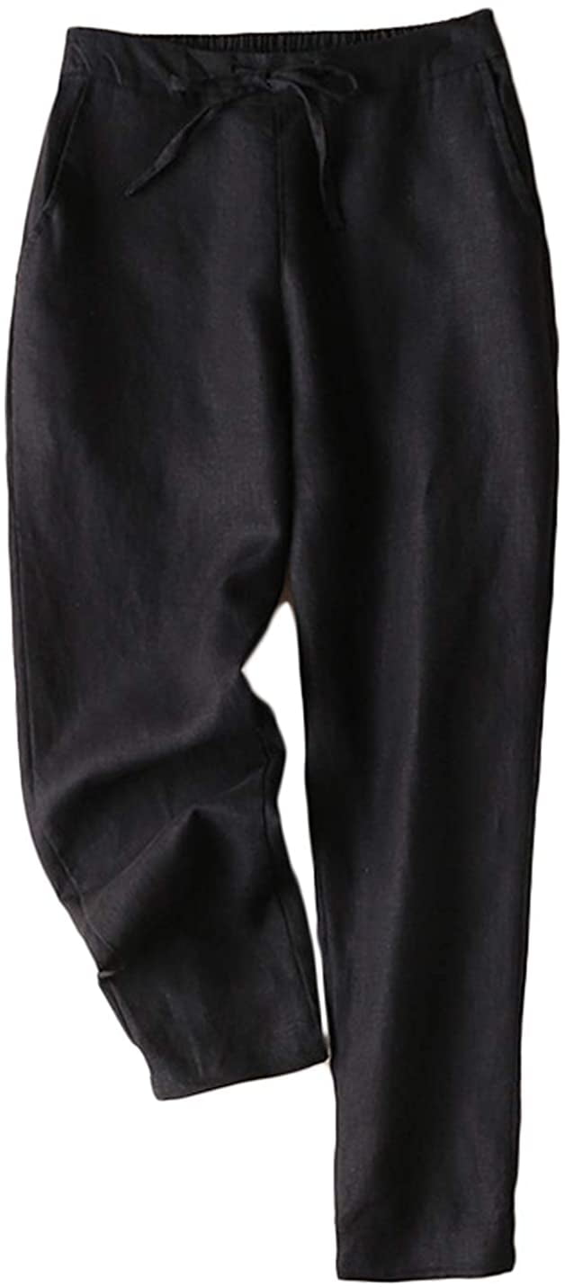 Women's Linen Pants Back Elastic 