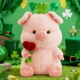 thumbnail image 5 of Eoozwa Cute Flower Holding Pig Plush Toy Four Leaf Clover Pink Doll Gift for Holiday Decoration and Soft Cuddly Stuffed Animal, 5 of 6