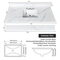 thumbnail image 3 of Montary 49-inch Quartz Bathroom Vanity Top with Undermounted Ceramic Sink & 4 Inch High Backsplash, 3/4" Thick Quartz Stone Vanity Sink Tops with 3 Pre-Drilled Holes, Calacatta White, 3 of 7