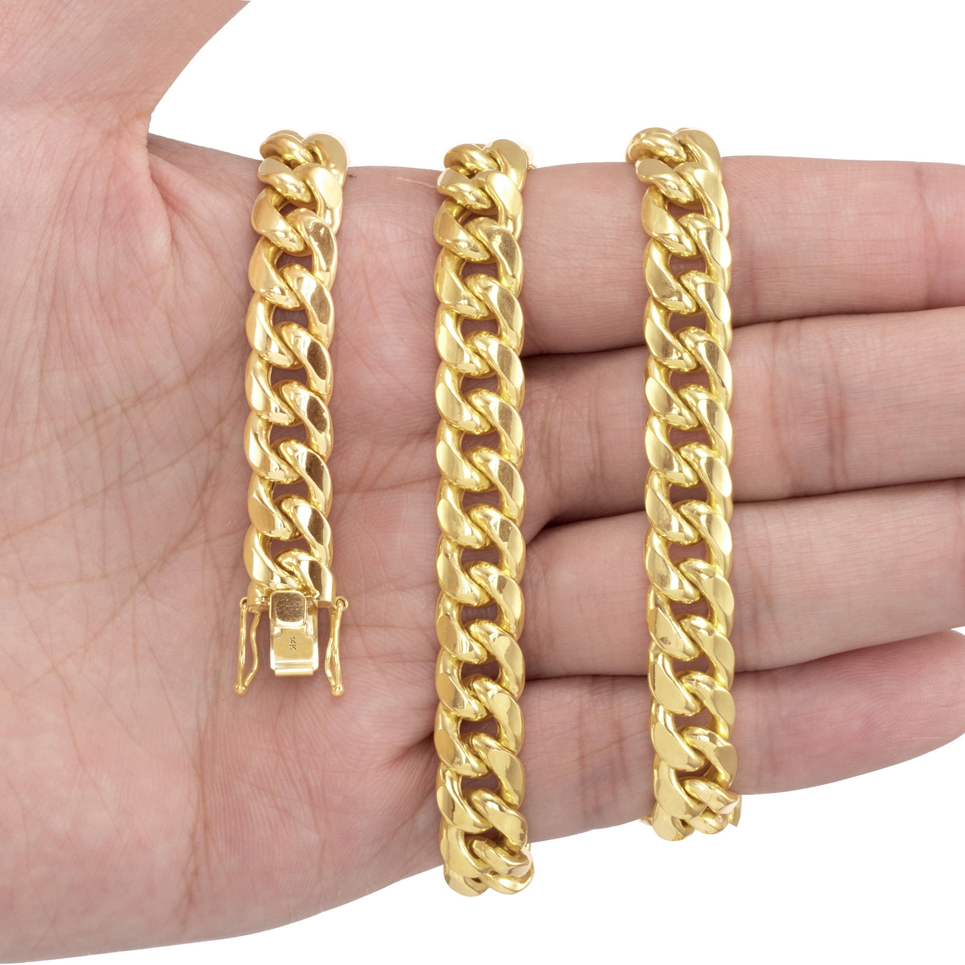 Nuragold 14k Real Yellow Gold Miami Cuban Link 9mm Chain Bracelet (7"-9") Italian Jewelry for Men
