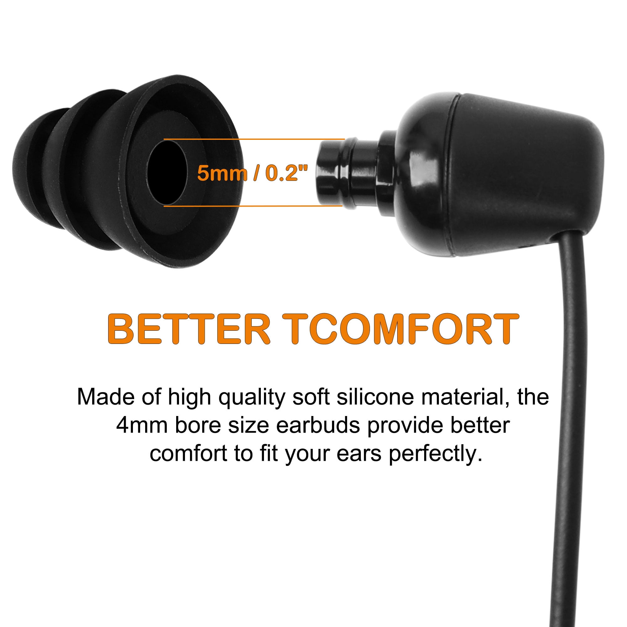 Unique Bargains Black 10pcs Silicone Earbuds 3 Flange Earbud Tips Fit 4mm-5mm Earplugs
