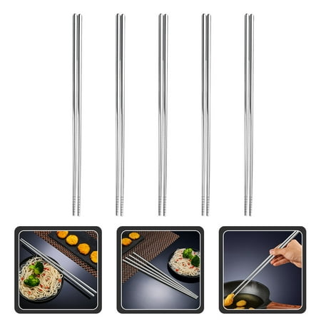 AURARMLET 5 Pairs Reusable Metal Chopsticks for Home Cooking and Dining