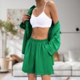 thumbnail image 3 of Conjunto de pantalón corto de 2 piezas para mujer cuello en V camiseta informal de gran tamaño pantalones cortos traje de vacaciones FLhrweasw Nuevo, 3 of 7
