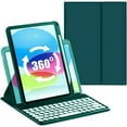 thumbnail image 1 of Timoom Funda para iPad Giratoria 360° de 9.ª/8.ª/7.ª Generación con Combo de Teclado y Mouse, Funda con Teclas Redondas Magnética y Teclado Inalámbrico Desmontable con Mouse y Soporte para Lápiz, 1 of 7
