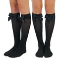 thumbnail image 3 of ToBeInStyle Women's Opaque Knee High w/ Satin Bow - Black/Black, 3 of 5