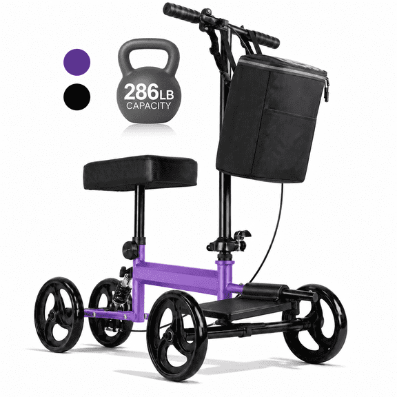 Ostrina All Terrain Knee Scooter,Foldable Knee Walker for Foot Injuries,Adult Knee Scooter with 8" Wheels,Compact Crutches Alternative,Purple