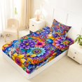 thumbnail image 4 of Homewish Dreamy Bohemian Flowers Twin Sheets,Vintage Boho Print Bedding,Multicolor,3 Pieces,1 Fitted Sheet and 1 Pillowcase, 4 of 6