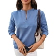 thumbnail image 4 of Warop Womans Mock Neck Pullover, Half Zip Long Sleeve Solid Top, Relaxed Fit Casual Sweater for Daily Lounge Outing, 4 of 9