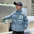 thumbnail image 2 of Odeerbi Teen Boys Girls Hooded Puffer Jacket Halloween Pumpkin Winter Coats Thermal Padded Coat Down Jacket Warm Clothes 5-16 Years Kids Long Sleeve Outerwear Heavy Coat Blue, 2 of 8