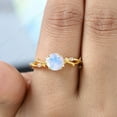 thumbnail image 5 of JEWELRYTREASURE 5 mm / 2 Ct Rainbow Moonstone Ring Yellow Gold Plated Ring Crossover Handmade Jewelry June Birthstone Engagement Ring Gifts Natural Gemstone Ring, 5 of 7