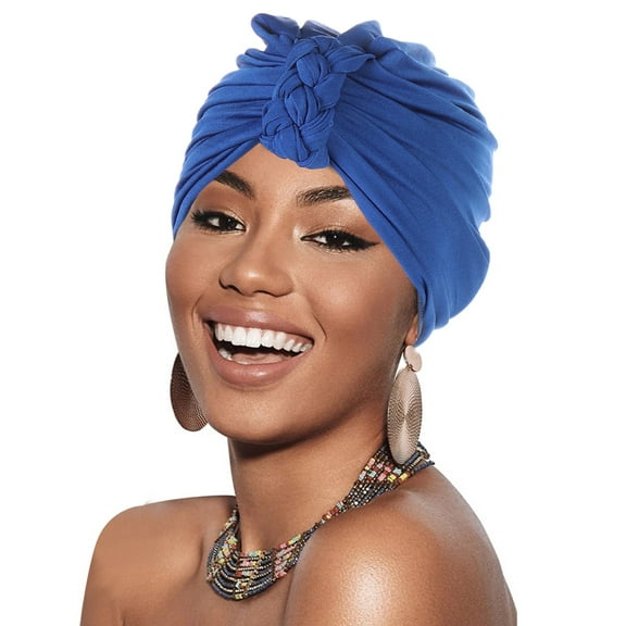 Women Turban Caps qinhaie Soft Floral Turban Hat for Women with Cancer, Ethnic Bohemian Hair Cover Wrap Blue One Size