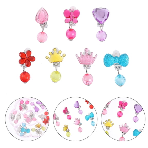 LOLIPPYY 7 Pairs Clip on Earrings for Women Assorted Color Acrylic Set for Birthday Parties
