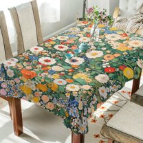 Yayeee Tablecloths 54" x 54" Rectangle Wrinkle Resistant Party Table Cover, Beige Floral Garden
