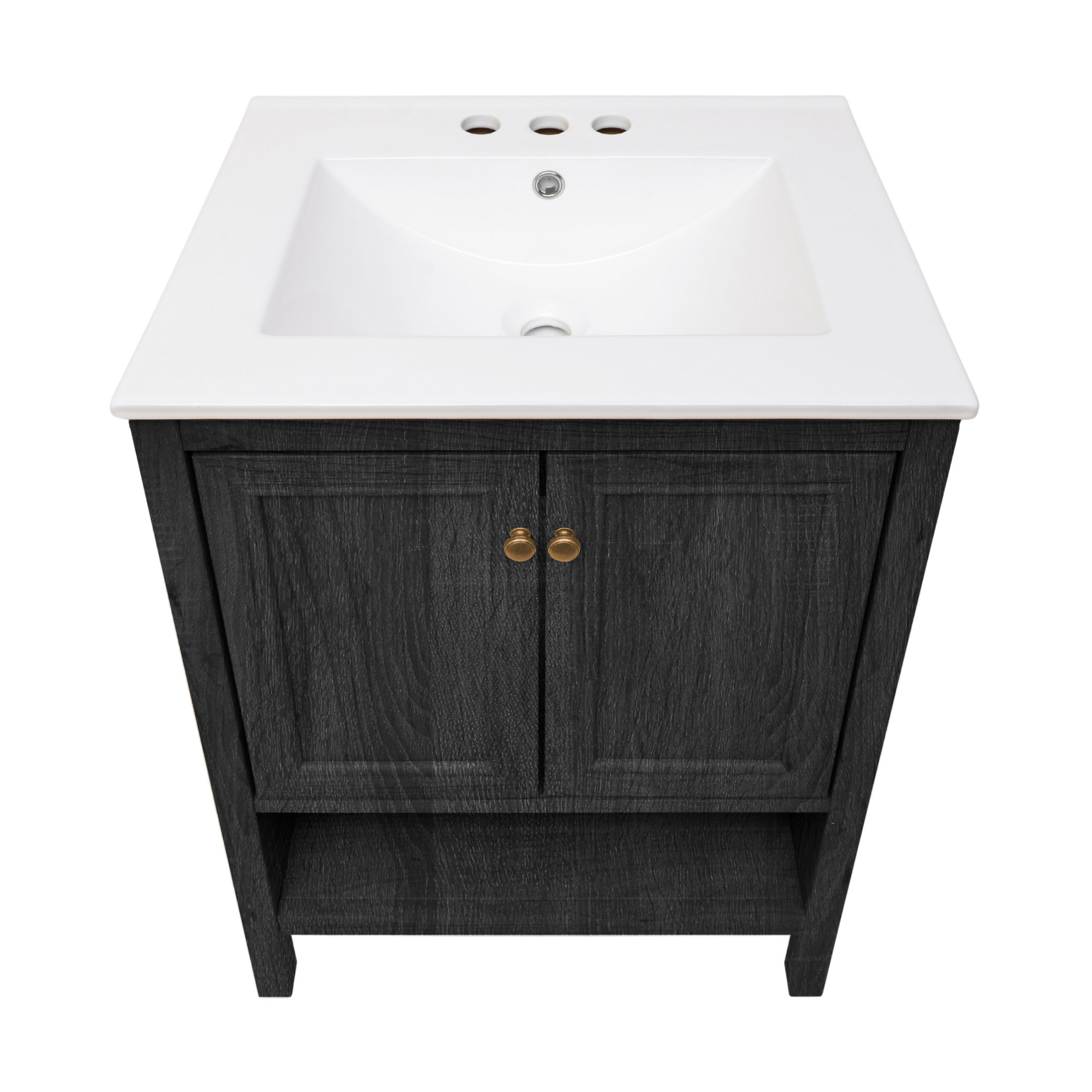 Chateau 24" Freestanding Bathroom Vanity in Black Oak with 3-Hole Centerset Sink Top