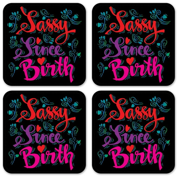 Vinyl Drink Coasters - Set of 4 - Sassy Since Birth