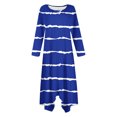 thumbnail image 4 of Cavosen Bodycon Dresses for Women Long Sleeve Blue Maxi Dress Hankerchief Hem Crew Neck Calf Length Long Dress Striped Casual Trendy Dress Vacation Fall Winter Clothes 2XL, 4 of 5