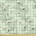 thumbnail image 2 of Ambesonne Botanical Fabric by the Yard Upholstery, Poppy Flowers Pattern, 1 Yard, Dark Brown White, 2 of 5