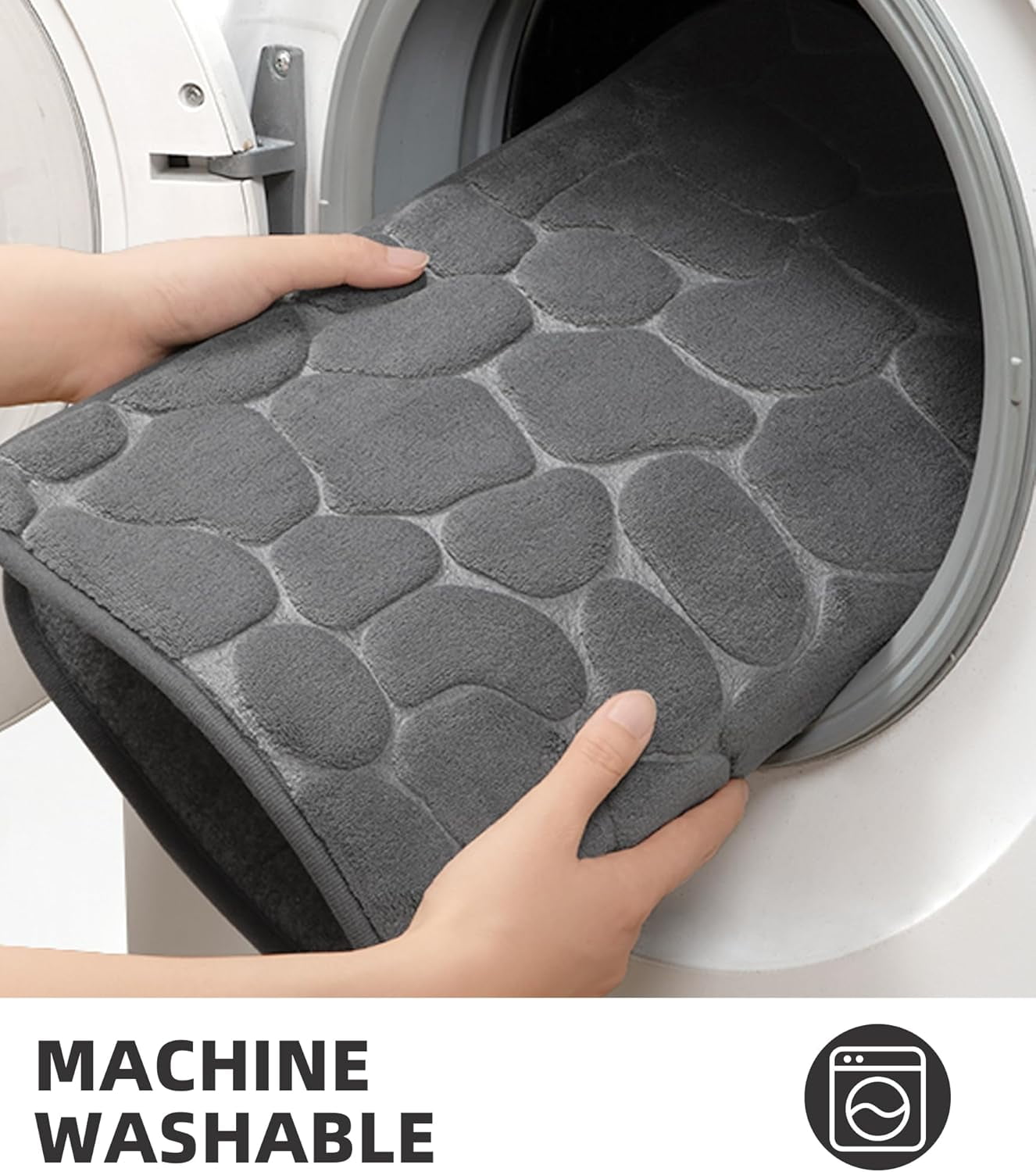 Memory Foam Bath Mat – Super Soft Absorbent Bathroom Rug, Non-Slip Quick Dry Floor Mat, Cobblestone Design, Washable Bath Mat for Bathroom, Bedroom, Toilet