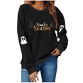 thumbnail image 2 of FDGIU Women's Halloween Sweatshirt 2025 - Spooky Ghost and Pumpkin Graphic Long Sleeve, Cute Fall Pullover Top, Funny Crewneck Cozy Seasonal Fashion, 2 of 4