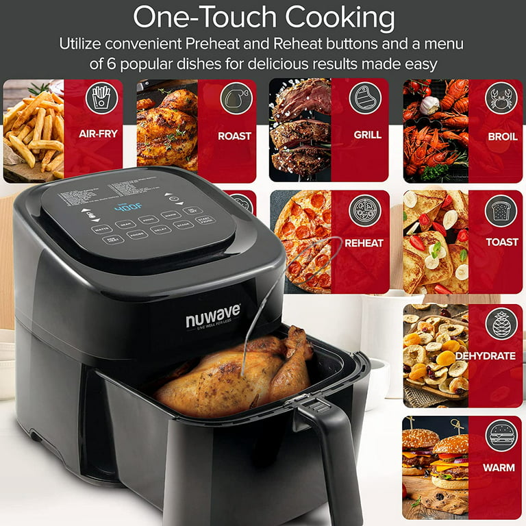NUWAVE Brio 3-Quart Digital Air Fryer With Bonus Pan and Frying Rack with  One-Touch Digital Controls, 6 Easy Presets, Precise Temperature Control