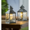 thumbnail image 3 of 8.5"H Battery Operated Twinkling Light Bulb Lantern, Black With Brushed Gold, Set Of 2, 3 of 5