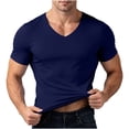 thumbnail image 6 of Agkizg Men Compressions Ice Silk T Shirts, V Neck Short Sleeve Solid Seamless Tops High Stretch Quickly Dry Athletic Tees for Gym Workout Outdoor Running Summer Undershirts, 6 of 6